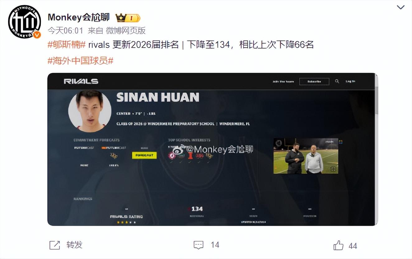 2028年NBA模拟选秀中国两将入选郇斯楠首轮14顺位